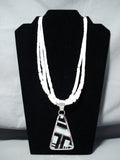 Native American Rare Santo Domingo Black & White Sterling Silver Necklace-Nativo Arts