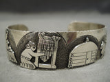 Marvelous Vintage Native American Navajo Textured Clouds Sterling Silver Bracelet-Nativo Arts