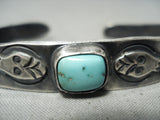 Early 1900's Snake Vintage Native American Navajo Turquoise Sterling Silver Bracelet Old-Nativo Arts