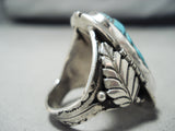 Native American Incredibly Intricate Hand Carved Turquoise Indian Sterling Silver Ring-Nativo Arts