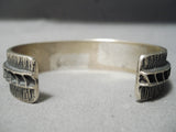 Important Navajo Domed Coral Sterling Silver Native American Bracelet-Nativo Arts