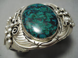 Dramatic Vintage Native American Navajo Spiderweb Green Turquoise Sterling Silver Bracelet-Nativo Arts