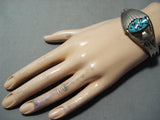 Dynamic Vintage Native American Navajo Sleeping Beauty Turquoise Sterling Silver Bracelet Old-Nativo Arts