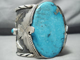 Huge Heavy Big!! Native American Turquoise Thunderbird Sterling Silver Bracelet-Nativo Arts