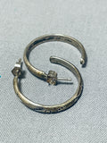 Beautiful Vintage Native American Navajo Sterling Silver Hoop Earrings-Nativo Arts