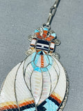 One Of Most Intricate Ever Vintage Native American Zuni Turquoise Inlay Sterling Silver Necklace-Nativo Arts