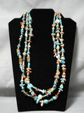 Amazing Vintage Native American Navajo Turquoise Sterling Silver Necklace Old-Nativo Arts