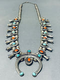Paul Haley Vintage Native American Navajo Turquoise Sterling Silver Squash Blossom Necklace-Nativo Arts