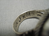 Museum Quality Vintage Native American Navajo Green Turquoise Sterling Silver Ring-Nativo Arts