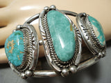 Signed Vintage Native American Navajo Authentic Turquoise Sterling Silver Bracelet-Nativo Arts