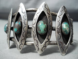 Bisbee Turquoise Vintage Native American Navajo Sterling Silver Bracelet Old-Nativo Arts
