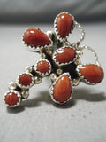 Newsworthy Navajo Coral Sterling Silver Dragonfly Ring Native American-Nativo Arts