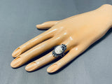 Fabulous Native American Navajo White Buffalo Turquoise Sterling Silver Ring-Nativo Arts