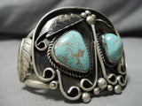 Quality Vintage Native American Navajo #8 Turquoise Sterling Silver Bracelet Cuff Old-Nativo Arts