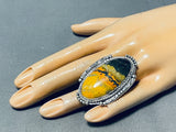 Breathtaking Native American Navajo Honeybee Jasper Sterling Silver Ring Signed-Nativo Arts