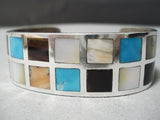 Heavy And Thick! Vintage Zuni Native American Sterling Silver Turquoise Bracelet-Nativo Arts