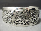 Exceptional Vintage Native American Navajo Sterling Silver Eagle Dancers Bracelet-Nativo Arts