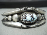 Important Native American Navajo Dry Creek Turquoise Verdy Jake Sterling Silver Bracelet-Nativo Arts