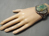 Towering Vintage Native American Navajo Royston Turquoise Sterling Silver Bracelet Old-Nativo Arts