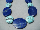Marvelous Navajo Turquoise Lapis Sterling Silver Necklace Native American-Nativo Arts