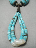 Superior Vintage Santo Domingo Native American Navajo Turquoise Heishi Sterling Silver Necklace-Nativo Arts