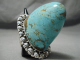 Mind Blowing Colossal Protruding Native American Navajo #8 Turquoise Sterling Silver Ring-Nativo Arts