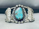 Exquisite Vintage Native American Navajo Pilot Mountain Turquoise Sterling Silver Bracelet-Nativo Arts