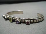 Marvelous Vintage Navajo Topaz Amethyst Sterling Silver Native American Bracelet-Nativo Arts