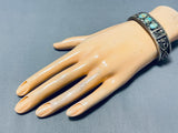 Rare Vintage Native American Navajo 3 Royston Turquoise Storyteller Sterling Silver Bracelet-Nativo Arts