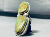 Heaviest Native American Navajo Green Turquoise Sterling Silver Ring-Nativo Arts