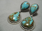 One Of The Best Native American Navajo #8 Turquoise Sterling Silver Earrings-Nativo Arts