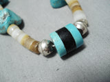 Native American Incredible Vintage Santo Domingo Old Kingman Turquoise Shell Necklace-Nativo Arts