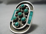 One Of The Best Vintage Native American Zuni Green Turquoise Sterling Silver Ring Old-Nativo Arts
