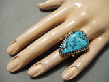 Superlative Vintage Native American Navajo Sleeping Beauty Turquoise Sterling Silver Ring-Nativo Arts