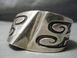 Thick! Museum Vintage Native American Navajo Multi Technique Turquoise Sterling Silver Bracelet-Nativo Arts