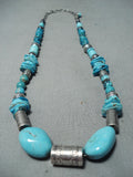 Exceptional Native American Navajo Turquoise Tubule Sterling Silver Necklace-Nativo Arts