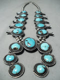 Women's Vintage Native American Navajo Morenci Turquoise Sterling Silver Squash Blossom Necklace-Nativo Arts