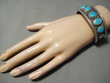 Unforgettable Vintage Native American Navajo Morenci Turquoise Sterling Silver Bracelet Old-Nativo Arts