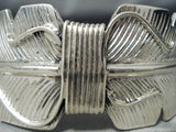 Heavy Intricate Hand Tooled Vintage Native American Navajo Sterling Silver Bracelet-Nativo Arts