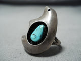 Cute Bear Vintage Native American Navajo Turquoise Sterling Silver Bear Ring Old-Nativo Arts
