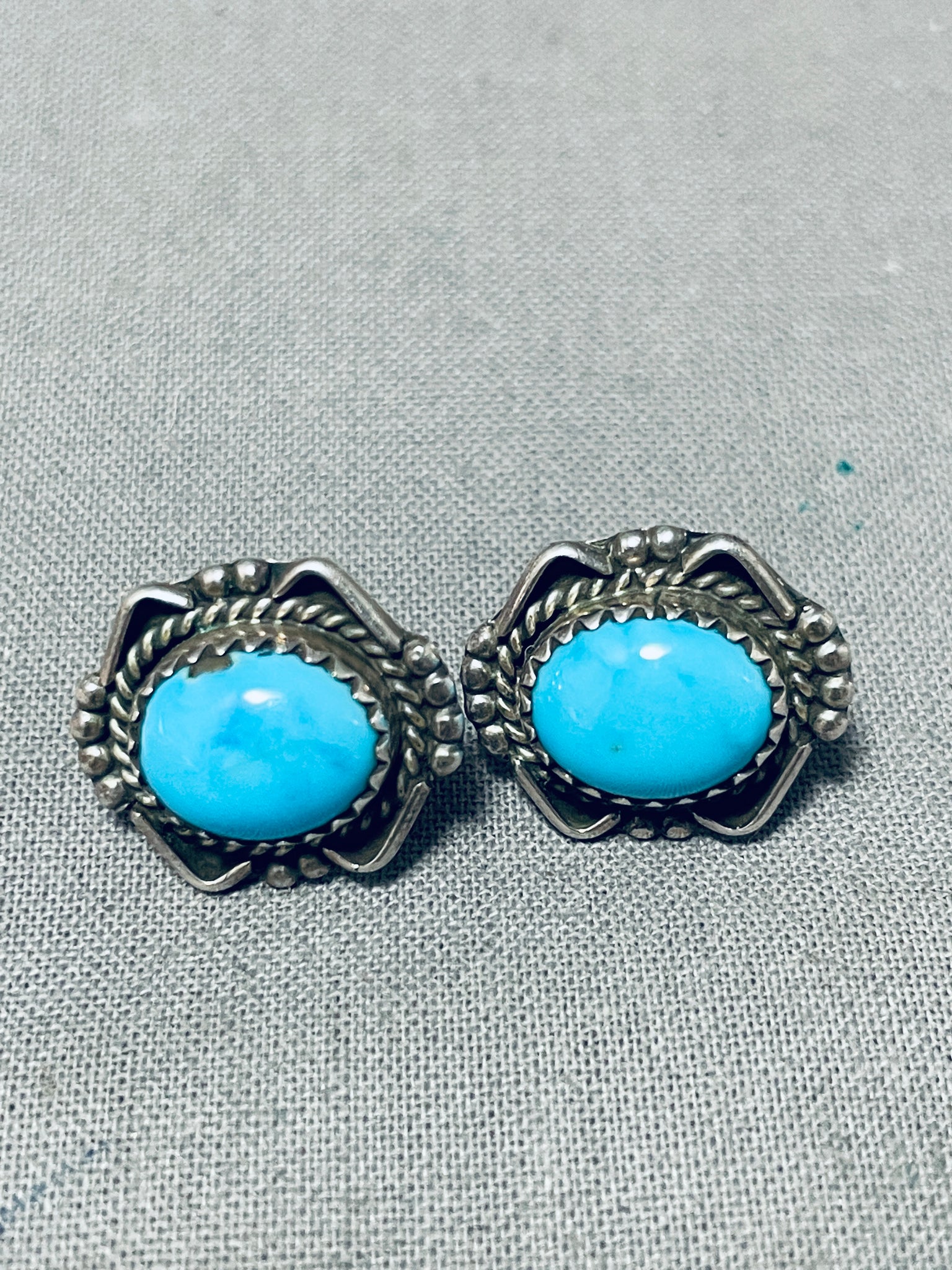 Vintage Navajo Sterling Silver Sleeping high quality Beauty Turquoise Earrings