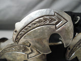 Exceptional Vintage Native American Navajo Sterling Silver Bears Concho Belt Old-Nativo Arts
