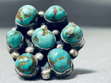 Mind Boggling Vintage Native American Navajo #8 Turquoise Sterling Silver Ring-Nativo Arts