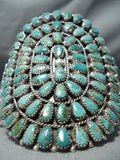 Colossal Native American Navajo Green Turquoise Cluster Sterling Silver Bracelet-Nativo Arts