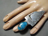 Fantastic Vintage Native American Navajo Bisbee Turquoise Sterling Silver Ring Old-Nativo Arts