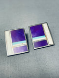 Stunning Vintage Native American Navajo Sugulite Sterling Silver Earrings-Nativo Arts