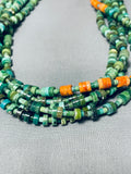 One Of The Finest Native American Navajo Signed Sterling Silver Green Turquoise Necklace-Nativo Arts
