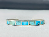 Marvelous Vintage Native American Navajo Blue Green Turquoise Inlay Sterling Silver Bracelet-Nativo Arts