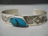 Beautiful Vintage Native American Navajo Blue Diamond Turquoise Sterling Silver Bracelet Old-Nativo Arts