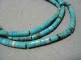 Museum Quality Vintage Native American Navajo Turquoise Heishi Sterling Silver Necklace Old-Nativo Arts